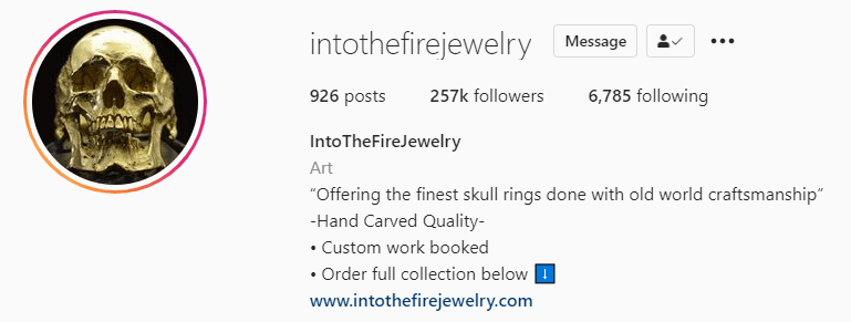 intothefirejewelry profile bio example