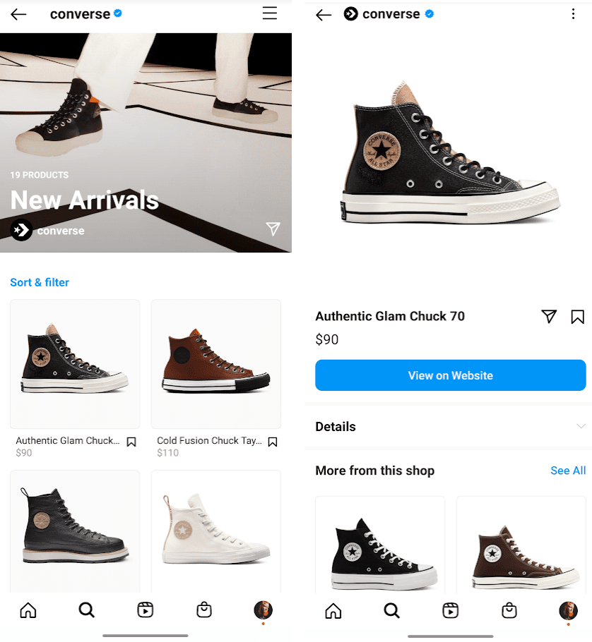 Converse Instagram Catalog and Product View