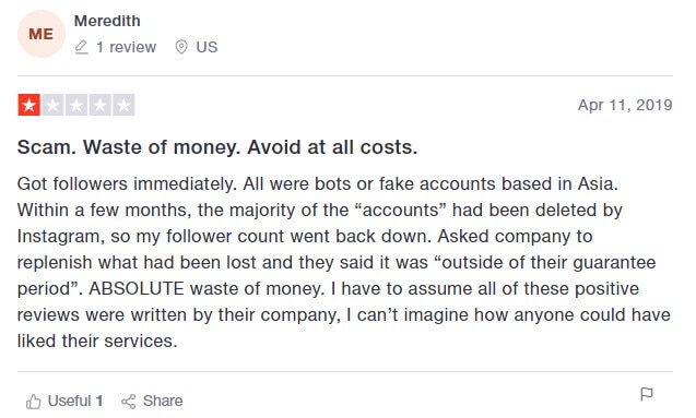An image of a negative Social10x review on Trustpilot.
